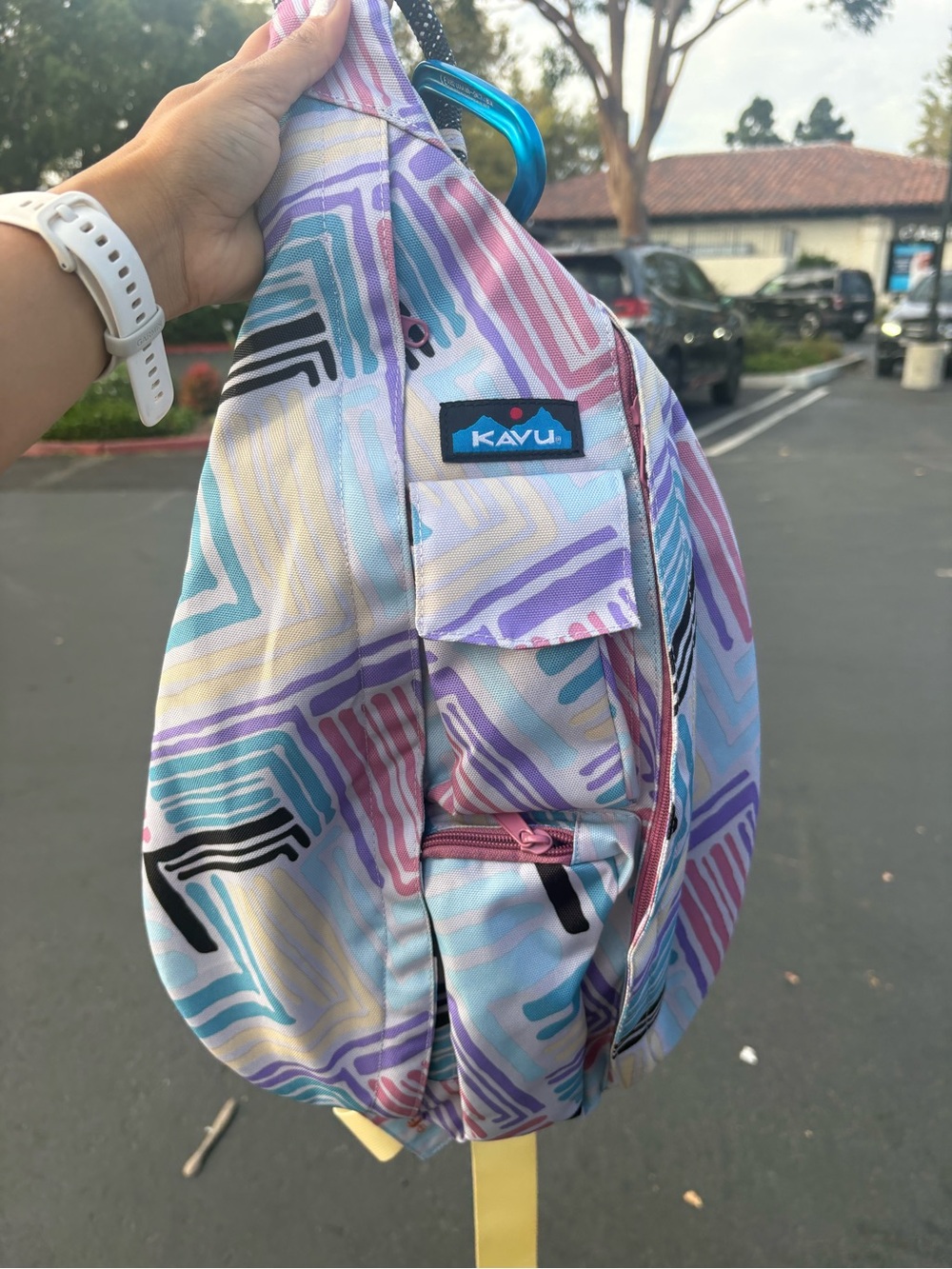 Kavu Pastel Geo Sling Bag - Lavender, Aqua, Pink
